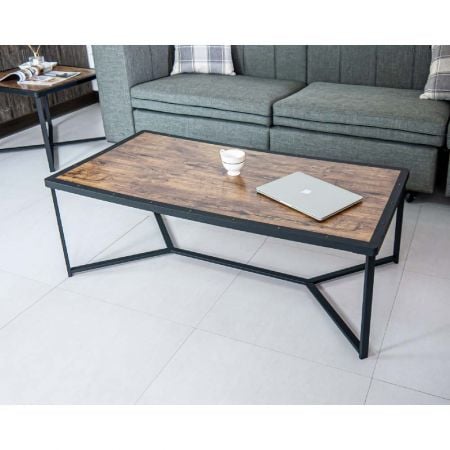Table basse de salon de 60 cm de large en sablage avec table d'appoint